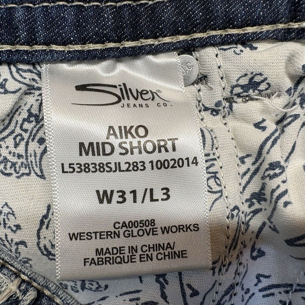 Silver Jeans Aiko Mid Short Size 31 Blue Distressed Denim Cutoff Shorts Stretch - Picture 8 of 12